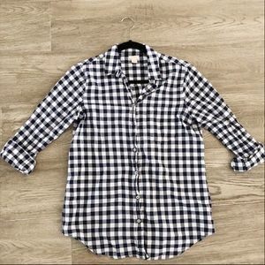 J Crew Blue & White Gingham Plaid Flannel